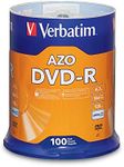 Verbatim DVD-R Blank Discs AZO Dye 4.7GB 16X Recordable Disc - 100 Pack Spindle Frustration Free Packaging