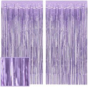 xo, Fetti Party Decorations Matte Purple Fringe Foil Curtain - Set of 2 | Bachelorette Bridal Shower Backdrop, Wedding, Birthday Photo Booth