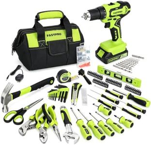 FASTPRO 232-Piece Home Tool Set with Drill, 20V Cordless Drill Driver, Household Repairing Tool Kit with Drill, 12-Inch Wide Mouth Storage Tool Bag Included, Green