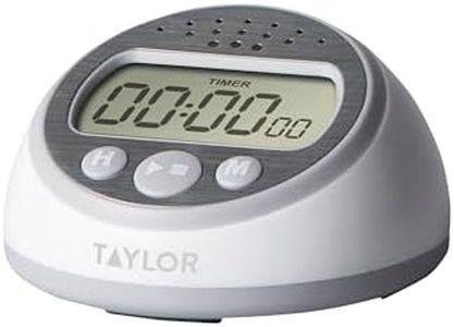 Taylor Precision Products Digital Timer Counts Up and Down for School, Learning, Projects, and Kitchen Tasks, Super Loud Digital Timer, Gray