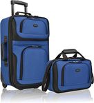 U.S. Traveler Rio Rugged Fabric Expandable Carry-on Luggage Set, Royal Blue, 2 Wheel, Rio Lightweight Carry-on Suitcase 20" Softside Expandable Design, Durable, Business and Travel