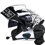 Bluetooth Motorbike Helmet Motorcycle Moped Scooter Crash Helmet,DOT/ECE Certified Helmet,Built-in Mp3 Integrated Communication System G,M=(57-58CM)