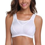 WingsLove High Impact Sports Bras for Women Full Coverage Wirefree Non Padded Workout Bras Full Support Plus Size Bra(White,36D)