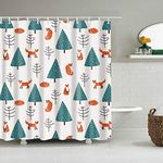 Boyouth Fox and Tree Pattern Digital Print Shower Curtains for Bathroom Decor,Polyester Waterproof Fabric Bath Curtain with 12 Hooks,70x70 Inches,Multicolor