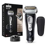 Braun Series 9 Electric Shaver With Precision Trimmer, Charging Stand & Travel Case, Wet & Dry, 100% Waterproof, UK 2 Pin Plug, 9340s, Black Razor