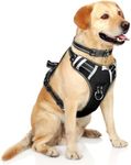 WINSEE Dog Harness, No-Pull Walking Pet Vest Harness with Handle and Front/Back Leash Attachments, Reflective Adjustable Oxford Material Easy Control Harness Black for Medium Large Dog