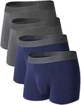 DAVID ARCHY Mens Trunks Underwear Soft Breathable Rayon Made from Bamboo Trunk No Fly Pouch, C, Navy Blue/Dark Gray-4 Pack, No Fly, 3'', X-Large