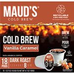 Maud's Vanilla Caramel Cold Brew Coffee Pods, 18 ct | Cold Bew Vanilla Caramel Flavor | 100% Arabica Dark Roast Coffee | Solar Energy Produced Recyclable Pods Compatible with Keurig K Cups Maker