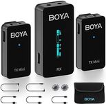BOYA BY-XM6-S2 Mini OLED Wireless Lavalier Microphone,Dual-Channel Lapel Mic with Mono/Stero & Gain Compatible with Camera/Smartphone YouTube Vlog Live Stream Podcast Interview