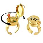 HOMEBEARJ Spongebob Rings BFF, Best Friends Forever Bff Rings, 14k Gold Opening Adjustable Spongebob Rings for Teen Girls/Boys, 1 Pairs Cute Best Friendship Rings Jewelry Gifts, Metal, No Gemstone