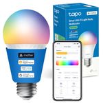 Tapo Matter Wi-Fi LED Smart Bulb, Energy Monitoring 8.6W Alexa Light Bulbs, Dimmable, Tunable Smart Light Bulb, Music Sync E27 1055 lm, Voice Control with Apple HomeKit, Alexa and Google,(Tapo L535E)