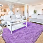 Terrug Soft Kids Room Rug, Purple Shag Area Rugs for Bedroom Living Room Carpet,Plush Fluffy Fur Rug for Nursery Girls and Boys Dorm Home Decor 3X5 Feet, Purple