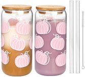 ANOTION Fall Glass Cups with Lids a