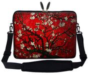 Meffort Inc 17 17.3 inch Neoprene Laptop Sleeve Bag Carrying Case with Hidden Handle and Adjustable Shoulder Strap - Vincent van Gogh Cherry Blossoming