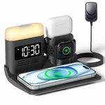 Wireless Charger, 3 in 1 Charging Station, Bedside Alarm Clock Night Light, Multi Charger Station for iPhone 15 14 13 12 11 Pro Max XS XR X 8, Apple Watch 9 8 7 6 5 4 3, AirPods Pro 3 2 Charging Dock