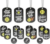 Inkstone Softball Dogtag Necklaces | Motivational Stop Dreaming Start Doing | (12 Pack) | Encouraging Gift for Students, Teams, Players, and Employee