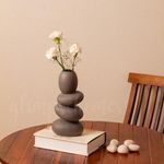 Glimpse Homes Pebble Vase | Ceramic Flower Vase | 11 inch | Greyrock (Grey)