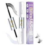 Lash Bond and Seal 10ML Eyelash Bond and Seal for Lash Clusters Long Lasting Bond and Seal Lash Glue Hold 48-72 Hours Waterproof Cluster Lash Glue Mascara Wand Bond and Seal (Black,10ML)