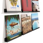 Lifewit Floating Shelves for Vinyl Record, 6 Pack 14" Black Plastic Wall Shelf Room Decor for Book/Photo/Picture/Makeup Display in Bedroom, Living Room, Bathroom Storage and Organization