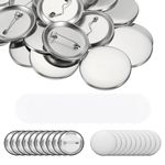 PATIKIL Blank Button Making Supplies Round Badge Button Parts Metal Button Pin Badge Kit for Button Maker Machine, Including Metal Shells Back Cover and Clear (1.37 inch / 200pcs)