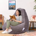 Casa Copenhagen ,Designed in Denmark,Anti-Bacterial Premium Fabric Bean Bag Chair Filled with Beans, Jumbo-4 XL- Milange Beige