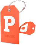 Initial Luggage Tag with Full Privacy Cover and Stainless Steel Loop – (Letter P)