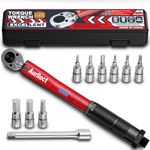 Aurlloct 1/4 Inch Drive Click Torque Wrench 3-33 Nm 11 Piece Red