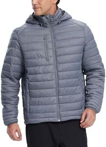 Fit Space Men's Puffer Jacket Down Synthesis Lightweight Hiking Jacket Winter Warm Coat Quilted Water Resistant Packable (Grey, Medium)