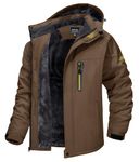 TACVASEN Winter Jacket for Men Waterproof Winter Jacket Windbreaker Skiing Hiking Softshell Coat Brown Softshell Jacket Coat for Men Warm Jacket with Multi-Pockets