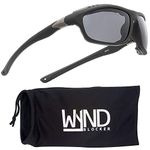 WYND Blocker Airdam Sunglasses Motorcycle Riding, Driving, Fishing, Boating Wrap (Black Matte, Smoke)