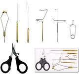 Fly Tying Tool Kit includes Bobbin Finisher Scissors Hackle Hair Stacker Fly Fishing Fly Tying Equipmets Set (7PCS Kits)