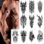 AWLEE Temporary Tattoos Waterproof Viking Tribal Totem - Long Lasting Fake tattoo for Men and Women 10 Sheets