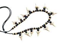 Swimmi 13! Genuine Shark Teeth Necklace for Men, Mako Shark Tooth Necklace, Handmade Wooden Beads adjustable Cords Shark Tooth Necklace for Women Jewelry GA056, Shark Teeth, Wooden Beads, shark tooth