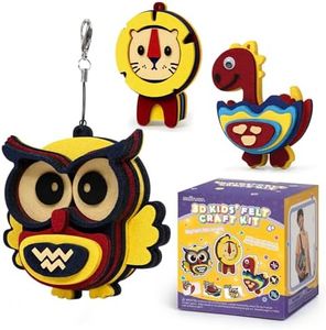 HENUIE Art Craft Activity Toys for Kids, DIY Foam Felt Kits, Make Your Own Animals Puzzles Decoration Pendant, Birthday Gifts for Boys & Girls Ages 4, 5, 6, 7,8 Year Old （owl, Lion, Dinosaur