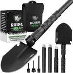 Rhino USA Survival Shovel w/Pick - Heavy Duty Carbon Steel Military Style Entrenching Tool for Off Road, Camping, Gardening, Beach, Digging Dirt, Sand, Mud & Snow. (Survival Shovel.)