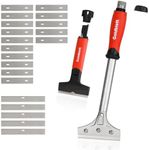 Goldblatt 2 Pieces Glass Scraper Set ​with 20-piece Blades - 4 Inch Industrial Floor Scraper Tool with Long-Handle, Heavy Duty Razor Holder for Cleaning Caulk, Paint, Glue on Glass, Tiles, Walls