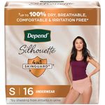 Depend Silhouette Adult Incontinence and Postpartum Underwear for Women, Small, Maximum Absorbency, Black, Pink and Berry, 16 Count, Packaging May Vary