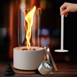 KORNIFUL Tornado Tabletop Fireplace for Indoor and Outdoor Balcony Decoration, smokeless Firepit for Livingroom Patio Decor, Premium Bio-Ethanol Table Top Firepit (White, 11.8“)