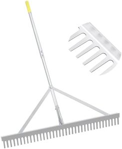 Byhagern Landscape Rake 36'', Aluminum Rakes with Lightweight 69'' Handle, Landscaping Rake Tool for Lawn Care, Beach