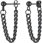 Chain Link Earrings Black Tassel Dangle Earrings for Women Line Fun Drop Earrings Punk Jewelry