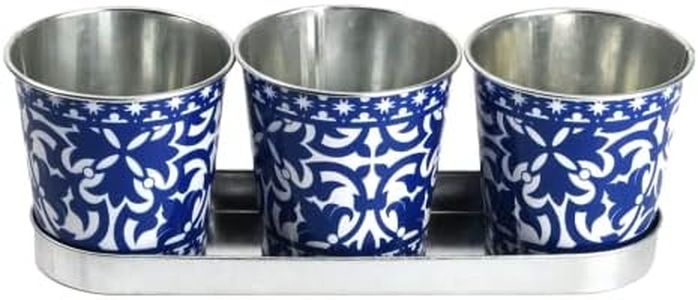 Esschert Design Portuguese Style Triple Flower Pots and Tray