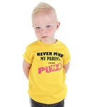 Baby Moo's Never Mind The Parents I'm The Punk Baby, Toddler & Kids T-Shirt | Unique Punk Rock Music Short Sleeve Tee Top | New Parents or Kids Gift UK (4-5 Years) Yellow