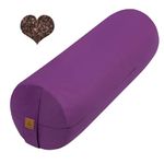 FelizMax Organic Buckwheat Bolster(24X9 in) Yoga Bolster Supportive Yoga Cushion for Restorative Yoga Accessories Meditation Pillow Reading Pillow Floor Pillow Large Round Cylinder (Purple)