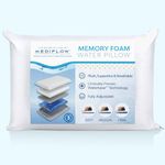 Mediflow Water Pillow - Original Collection, Memory Foam Pillow. Orthopedic Pillow for Neck Pain Relief, Adjustable Water Pillow for Sleeping. (Single Pack)