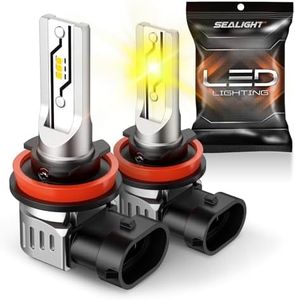 SEALIGHT H11 LED Fog Light Bulbs Yellow, 10000LM H8 H16 H11 Yellow LED Fog Light Bulb 600% Brightness Upgrade, 1:1 Size 100% Successful Installation for Trucks Cars, 3000K Amber Yellow, Pack of 2