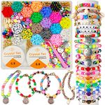 Flat Clay Beads for Jewelry Bracelet Making Kit,6mm 20 Colors Flat Polymer Heishi Beads DIY Arts and Crafts Kit with Smiley Face Letter Bead,Gifts for Girls Age 6-12