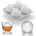 ACOOKEE Novelty Golf Gifts Ball Ice Maker Mold, 2.2" Large Sphere Round Ice Cube Mold for Cocktails, Whiskey, Bourbon Chilling, 4 Hole Fun Shapes Big Silicone Circle Ice Cube Trays