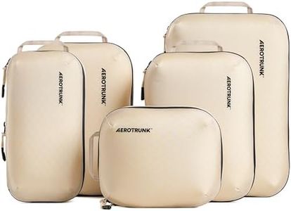 Aerotrunk Ultralight Compression Packing Cubes - Lightweight Travel Organizers for Suitcases and Luggage (6-Pack, Beige)