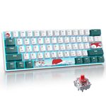 surmen Wireless Keyboard 60% Gaming Keyboard 60 Percent, Hot Swappable RGB Mini Bluetooth BT5.0/USB-C Mechanical Keyboard with Software for Windows Mac Laptop (Gateron Red, Green 61)