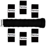 Tannius Tennis Racket Grip Tape, (6 or 9 Pack) Dry Feel Tennis Grips, Absorbent and Enhanced Tennis Overgrip (6-Pack Black)